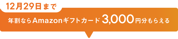 年割プランならAmazonギフトカード3000円分がもらえる